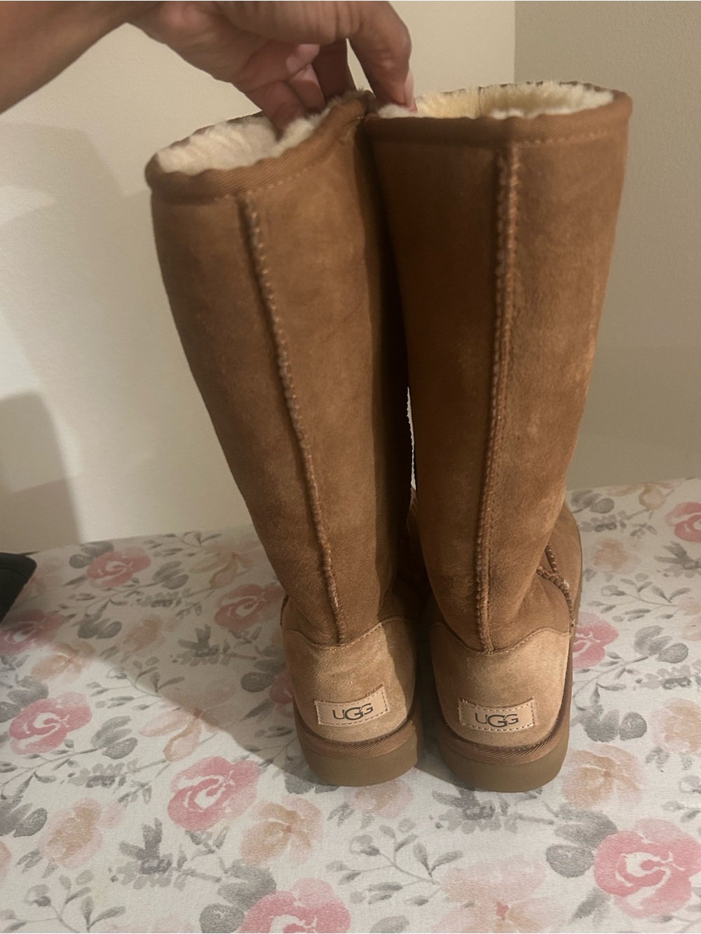 UGG Tall Shearling-Lined Boots in Chestnut Brown